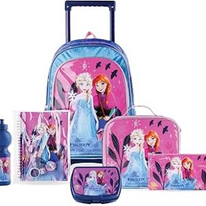 تروكير مجموعة صناديق بعجلات 6 في 1 بتصميم فروزن وي ليد توجيثر للبنات من ديزني، مقاس 16 انش، لون زهري, زهري, M, كلاسيكي، نايلون بوليستر بولي فينيل كلوريد