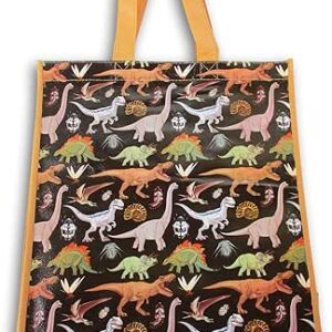 شنطة توت سوداء قابلة لاعادة الاستخدام بتصميم ديناصور جوراسيك - 13.5 × 15 انش، متعددة الالوان، مقاس M, متعددة