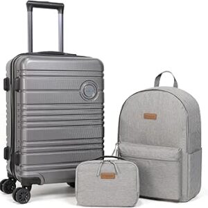 مجموعة شنط سفر 3/6 قطع من اكلسفيون، مصنوعة من مادة ABS بهيكل صلب وعجلات دوارة لحمل الامتعة مع شنطة يومية كاجوال وشنطة ادوات الزينة