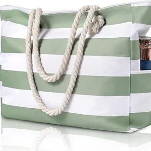 كلوذيرلي حقيبة شاطئ للنساء - حقيبة كبيرة توت للشاطئ، حقيبة شاطئ مقاومة للماء والرمال مع سحاب، حقيبة كبيرة توت كبيرة لحمام السباحة والشاطئ