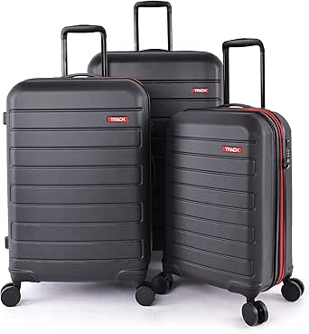 تراك حقيبة سفر صلبة بعجلات، 4 عجلات ، 3 قطع - لون اسود، أكريلونيتريل بوتادين ستايرين (ABS)