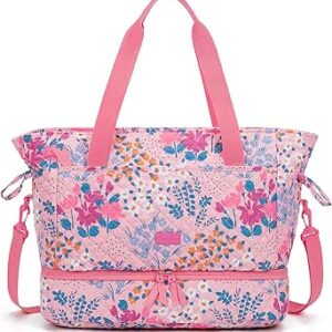 باج سمارت شنطة دفل كبيرة للسفر من ويكيندر للنساء، شنطة رياضية قطنية مبطنة بجيب للاحذية بسعة 39 لتر