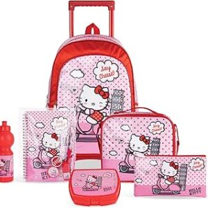 مجموعة شنطة الظهر المدرسية بعجلات 6 في 1 بتصميم مقاوم للماء بطول 46 سم كهدية للجنسين من الأولاد والبنات تروكير