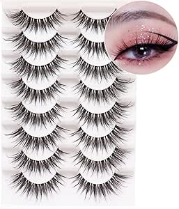 رموش صناعية منفوشة مصنوعة يدويا بمظهر طبيعي وقابلة لاعادة الاستخدام، عبوة من 8 ازواج من لوشا G1