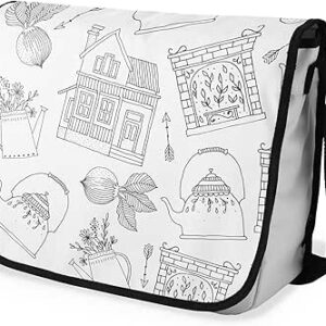 بوناميزون شنطة ماسنجر مدرسية مطبوعة رقميا مع حزام اسود للطلاب، شنطة كروس وشنطة ساعي، شنطة كتف للمدرسة، العودة الى المدرسة، المقاس: 29 × 36 سم