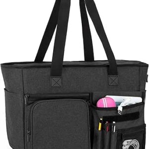 ترناب شنطة توت للمعلمين، شنطة عمل للمعلمين مع جيوب متعددة ومقصورة مبطنة للابتوب حتى 15.6 انش، شنطة حمل بسحاب علوي للنساء العاملات والسفر والمدرسة والمكتب والاعمال، لون اسود