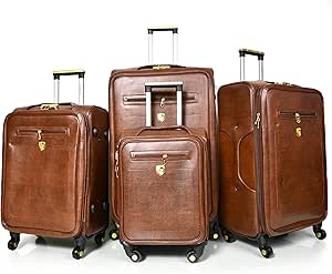 مورانو مجموعة شنط سفر من الجلد الفاخر القابل للتوسيع مصنوعة بلاستيك PVC مع عجلات ومقصورة بحجم المقصورة 4 قطع