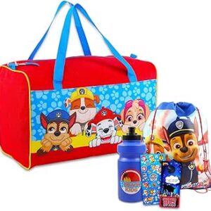 حقائب سفر باو باترول للاولاد - 5 قطع حزمة سفر باو باترول مع حقيبة برباط سحب باو باترول، حقيبة دفل باو باترول وزجاجة مياه وملصقات والمزيد (مجموعة حقائب باو باترول)، البوليستر، من شوب