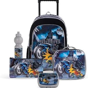 تروكير مجموعة صناديق بعجلات 5 في 1 بتصميم باتمان جوثام سيتي جارديانز للاولاد من وارنر بروذرز - مقاس 18 انش، ازرق, أزرق, M, كلاسيكي، نايلون بوليستر بولي فينيل كلوريد