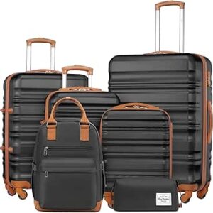 لونج فاكيشن مجموعة شنط سفر بعجلات وهيكل صلب من مادة ABS خفيفة الوزن مكونة من 4 قطع متينة مع قفل تي اس ايه وشنطة سفر بعجلات دوارة