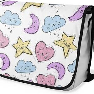 بوناميزون شنطة ماسنجر مدرسية مطبوعة رقميا مع حزام اسود للطلاب، شنطة كروس وشنطة ساعي، شنطة كتف للمدرسة، العودة الى المدرسة، المقاس: 29 × 36 سم