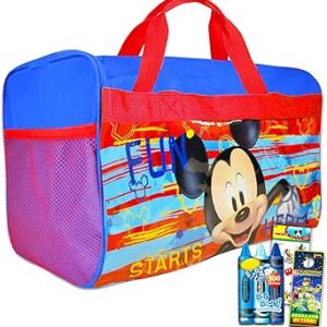 مجموعة شنط دفل بتصميم ميكي ماوس للاولاد والاطفال من ديزني 4 قطع مع شنطة سفر تحمل وملصقات وشماعة باب واكثر ذلك | أنشطة السفر والنوم بنمط