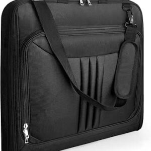 شنط ملابس للسفر وحمل الملابس لرحلات العمل مع حزام كتف امتعة قابلة للطي مقاومة للماء لتعليق البدلات شنطة 2 في 1 للمعاطف والبدلات اسود من كيسون للكبار الجنسين بوليستر