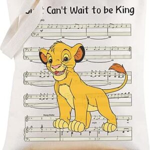 دبليو زد ام بي اي حقيبة يد قماشية من ليون سيمبا هدية لمحبي سيمبا بعبارة I Just Can't Wait To Be King Simba قابلة لإعادة الاستخدام