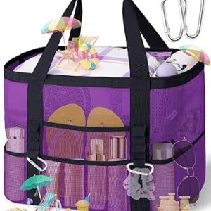 شنطة شاطئ شبكية من ينديبو مقاس XXL مع 9 جيوب للعطلات/السفر ومستلزمات الشاطئ