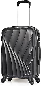 مورانو شنطة سفر صلبة للجنسين مصنوعة من مادة ABS خفيفة الوزن مع 4 عجلات مزدوجة مع قفل مدمج (محمولة 20 انش،) (اسود)