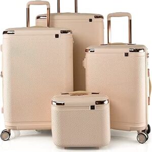 مجموعة حقائب سفر صلبة من تراك، من 4 قطع، طراز HK269/RISE، بلون ابيض, رايز وايت، بلاستيك