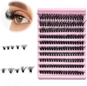 رموش صناعية فردية 80D من اكس كيو ام ام جو، رموش صناعية على شكل حرف D بطول مختلط 8-16 ملم، مجموعة رموش عنقودية قابلة لاعادة الاستخدام للمبتدئين في المنزل