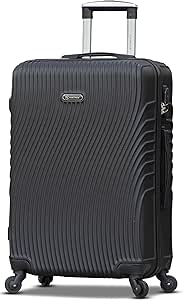 شنطة سفر بهيكل صلب متوسط الحجم من زابي 20-25 كغم بعجلات دوارة ناعمة وقفل محكم للسفر اسود مقاس 24 انش