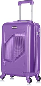 شنطة سفر متينة وخفيفة الوزن من سيناتور مصنوعة مادة ABS بهيكل صلب مع 4 عجلات دوارة بشكل كامل وقفل برمز KH1085 حمل - 50 سم أرجواني فاتح