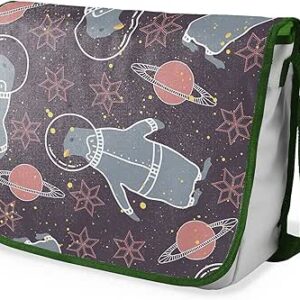 شنطة ماسنجر مدرسية مطبوعة رقميا مع احزمة كاكي للبنات والاولاد من لو جاردين دو لين، شنطة ماسنجر للطلاب، شنط كتف مقاس 29 × 36 سم