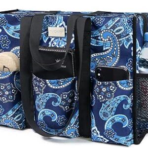 توب ديزاين شنطة يد كبيرة توت مقاومة للماء مع 13 جيب خارجي وداخلي، اغلاق بسحاب علوي ودعم سفلي سميك، للنساء العاملات والمعلمات والممرضات والمحاسبات