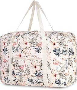 حقيبة سفر قابلة للطي للسفر من Narwey, 2112 بيج فلامنجو-1 (لا حزام كتف), كاري اون باغ، من ناروي، البوليستر