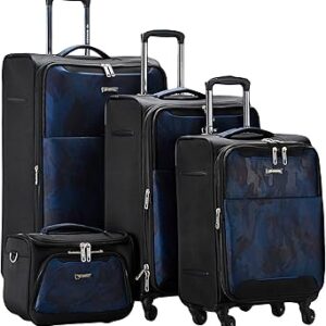 مجموعة شنط سفر بهيكل خارجي ناعم واربع عجلات للجنسين من سونادا، لون اسود/ازرق، 4 قطع, أسود/أزرق, 12-20-24-28-inch