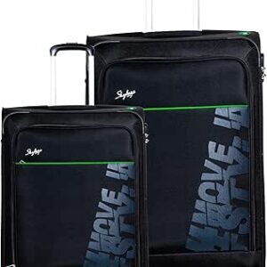 مجموعة شنط سفر من قطعتين من رومبا | 4 واط اس تي ار (اي) | عجلات دوارة من البوليستر الناعم بزاوية 360 درجة و4 عجلات - مقصورة - 20 انش | مقاس L - 28 انش | ازرق، من سكاي باجز