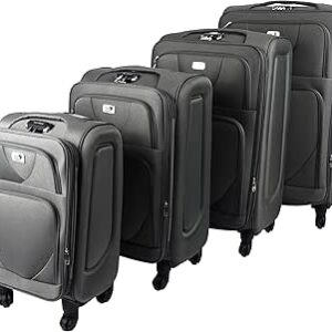 طقم شنط سفر CS002/4p، مناسب للبالغين من الجنسين، بلون اسود، من نيو ترافل