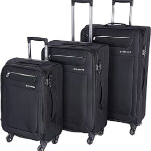 حقيبة جيوردانو - 163121 طقم حقائب سفر ناعم 3 قطع مع 4 عجلات، اسود