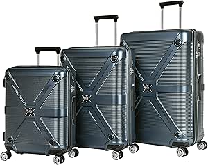 ايمينيت حقيبة سفر صلبة من ماكرولون مصنوعة البولي كربونات مع قفل مركب معتمد ادارة امن المواصلات و4 عجلات دوارة مزدوجة هادئة بزاوية 360 درجة KJ97 غرافيت مجموعة حقائب السفر