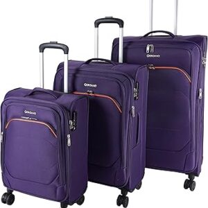 مجموعة حقائب سفر 3 قطع سوفت سايد للجنسين مزودة عجلات دوارة مزدوجة من جيوردانو، لون ارجواني، بوليستر