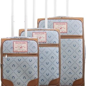 True Religion Rolling Luggage, Soft Sided Suitecases with Spinner Wheels