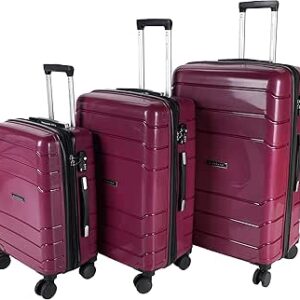 جيوردانو حقائب سفر بعجلات للجنسين 3 قطع ، عنابي ، 7200