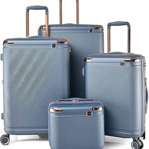 مجموعة شنط سفر صلبة من تراك، من 4 قطع، طراز HK269/RISE، بلون ازرق, رويال بلو، بلاستيك
