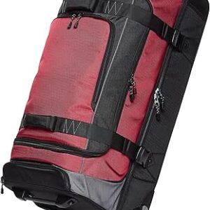 امازون بيسكس حقيبة سفر بعجلات، 35 انش - احمر