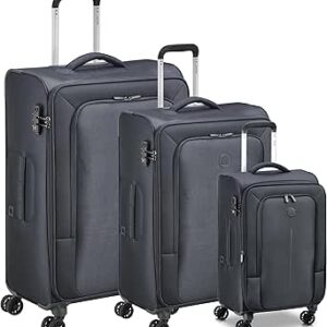 ديلسي باريس طقم عربة بعجلات مزدوجة من كاراكاس، 3 قطع (L+M+S) 55/70/82 سم، اسود، بوليستر